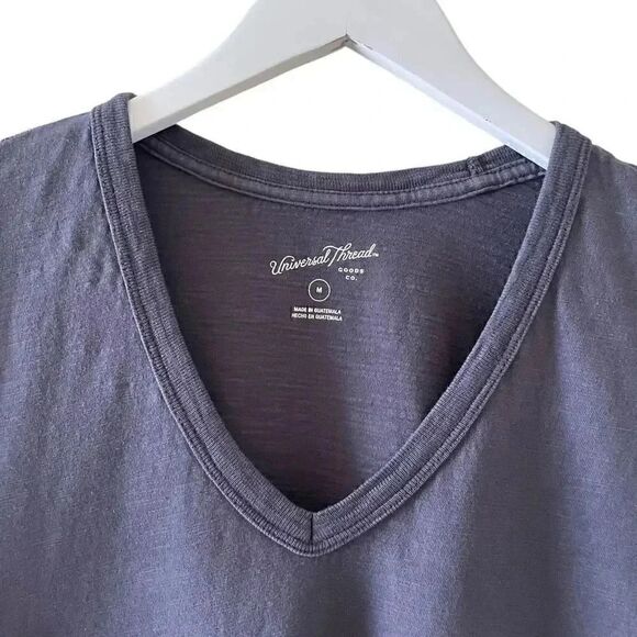 Universal Thread Charcoal Gray V-Neck Short Sleeves Cotton M # 1351 - Picture 2 of 12